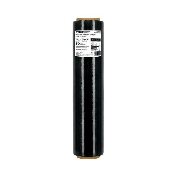 Rollo de 244m película plástica negra playo, 18', cal 50
