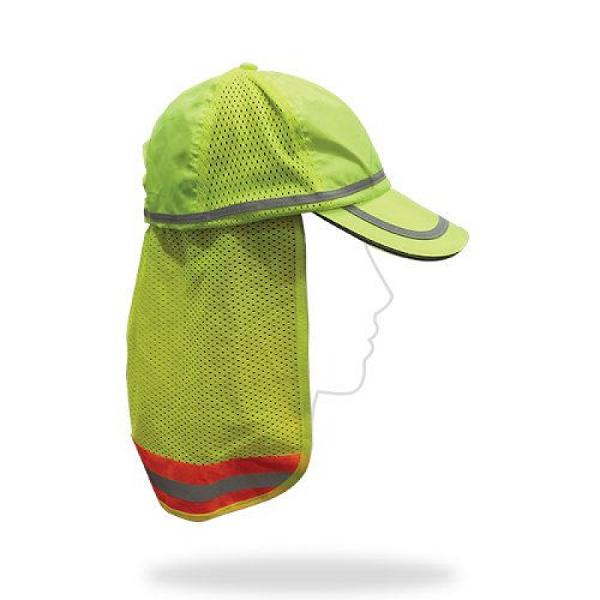 Gorra de Alta Visibilidad con Cubrenuca y Tiras Reflejantes ANSI