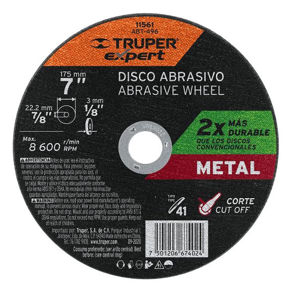 Disco para corte de metal, tipo 41, diámetro 7' EXPERT