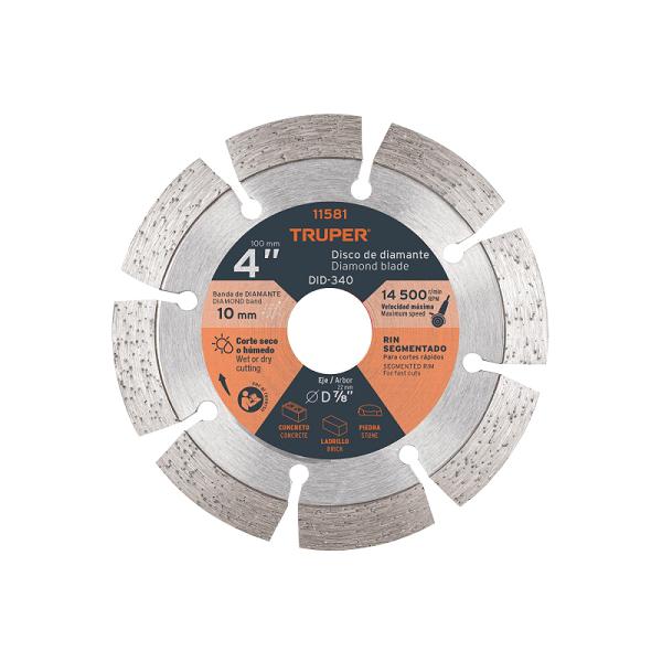 Disco de diamante de 4' x 2.1 mm, rin segmentado, TRUPER