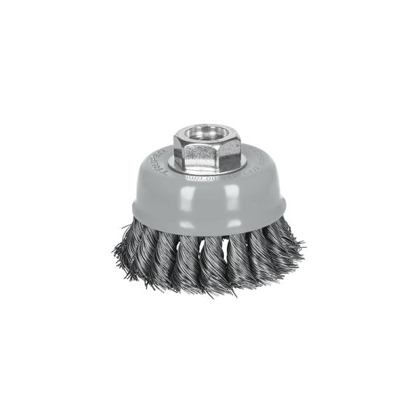Carda copa 3' alambre trenzado fino, Multi-rosca, TRUPER