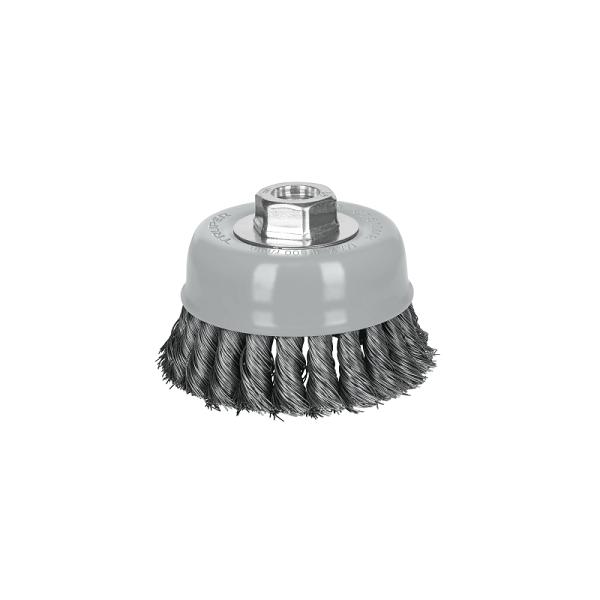 Carda copa 4' alambre trenzado fino, Multi-rosca, TRUPER