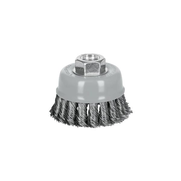 Carda copa 3' alambre trenzado grueso, Multi-rosca, TRUPER