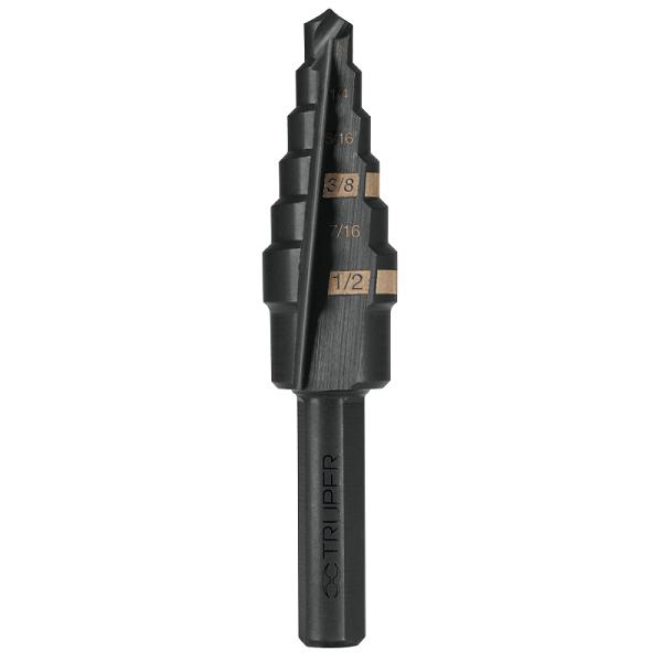 Broca escalonada óxido negro 6 escalones 3/16' a 1/2',Truper