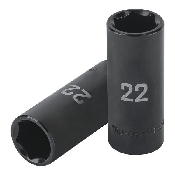 Dado largo impacto de 22 mm, 6 puntas, cuadro 1/2', TRUPER
