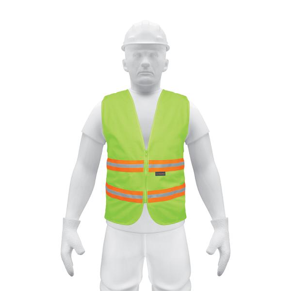 Chaleco de seguridad verde alta visibilidad con cierre
