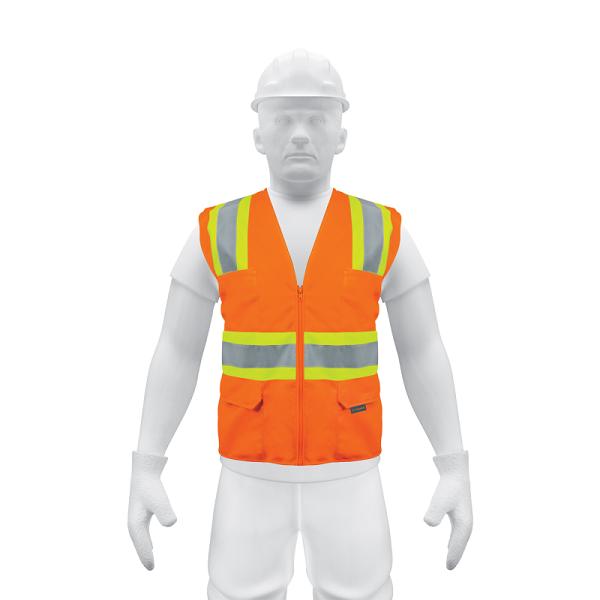 Chaleco de seguridad naranja max visibilidad y 6 bolsas