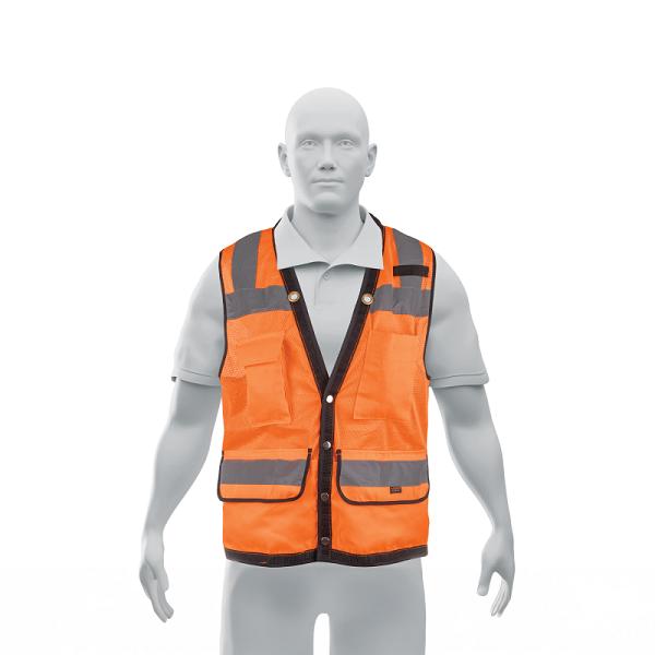 Chaleco seguridad reforzado naranja con bolsas, M, EXPERT