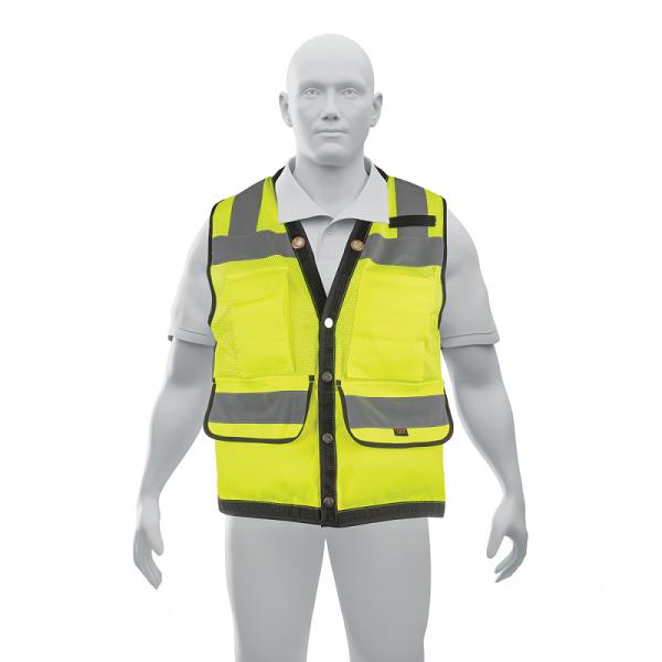 Chaleco seguridad reforzado verde con bolsas, EG, EXPERT