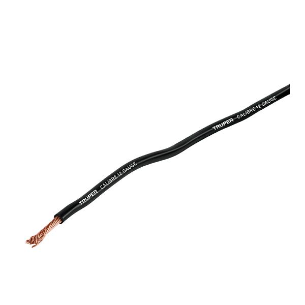 Carrete con 3.5 m de cable primario negro calibre 12, TRUPER
