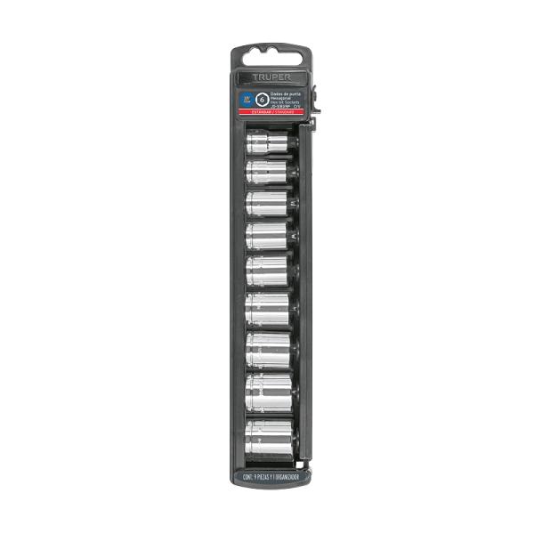 Juego de 9 dados cuadro 3/8' std, TRUPER