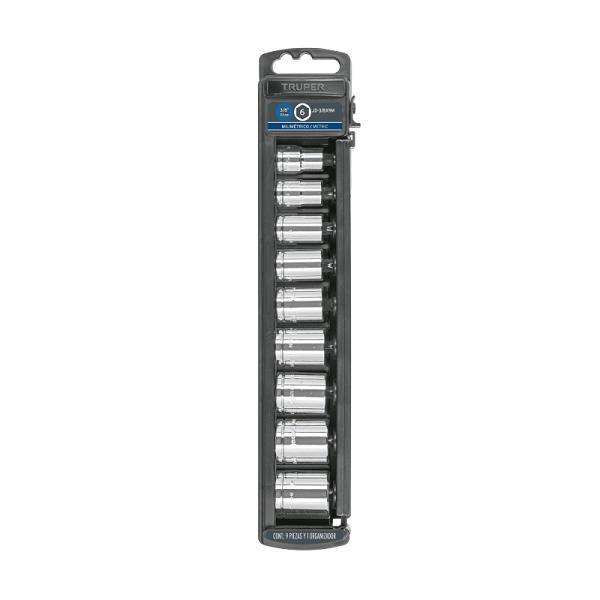 Juego de 9 dados cuadro 3/8' mm, TRUPER
