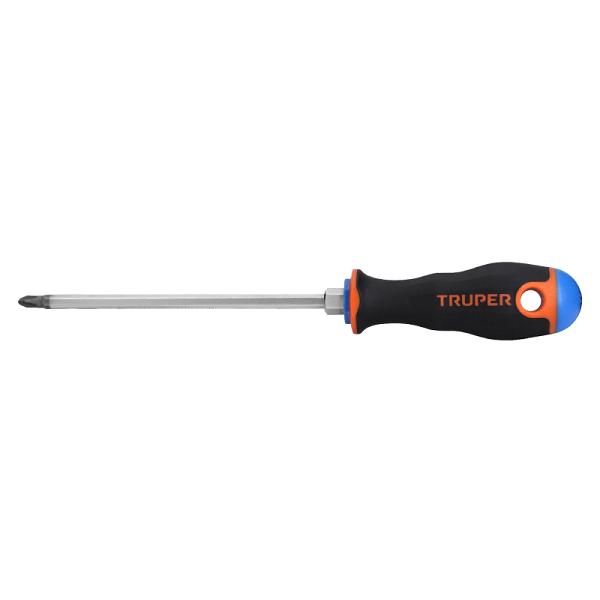 Desarmador de cruz 1/4' x 6' mango Comfort Grip, TRUPER