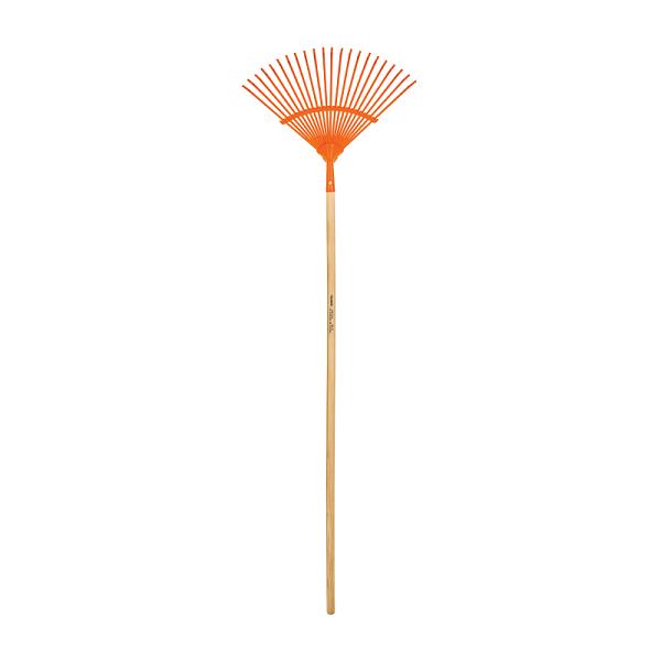 Escoba metálica para jardín, curva, 22 dientes, mango 48'