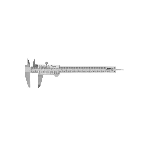 Calibrador vernier analógico 6', acero inox, std y mm,TRUPER