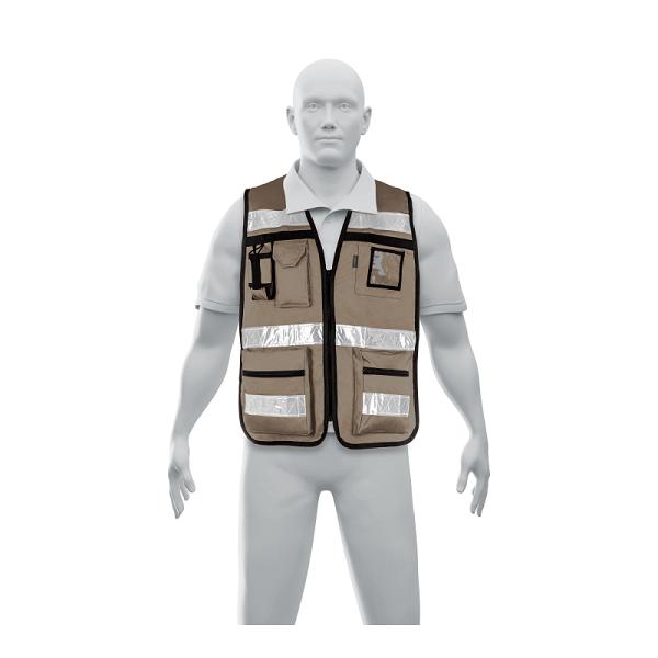 Chaleco brigadista con cintas reflejantes, color beige