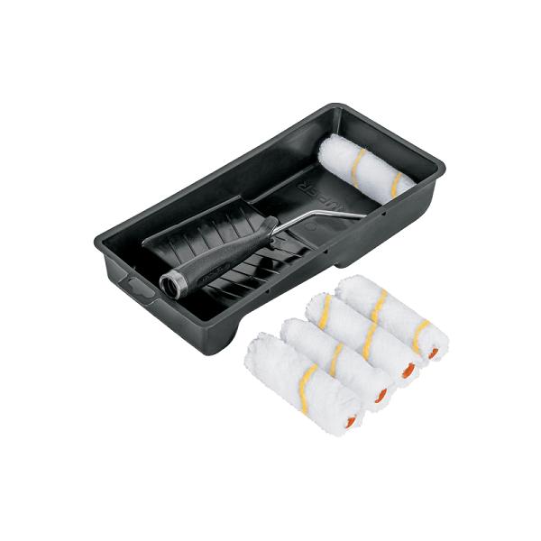 Kit de rodillo para pintar, 4' (maneral, charola y 5 felpas)