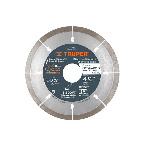 Disco de diamante de 4-1/2' x 1.3 mm, corte de porcelanato