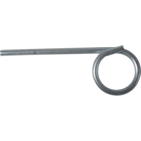 Seguro galvanizado para válvula de 3/4 pulgada chico, pasador metálico plateado con anillo circular.