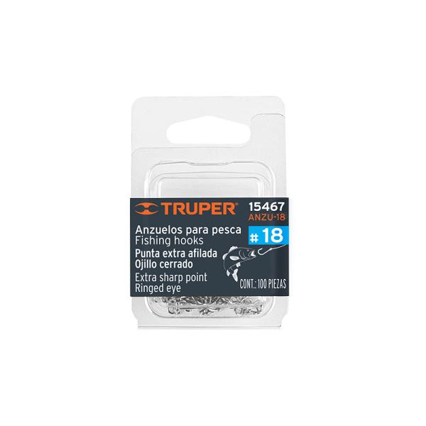 Anzuelos para Pesca #18 Truper, Blíster con 100 Piezas