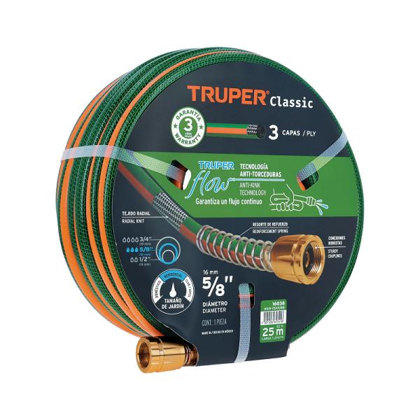 Manguera Reforzada de 3 Capas 5/8" con Conexiones Metálicas (25 m)