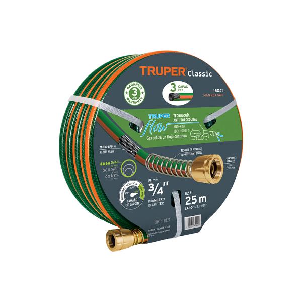 Manguera Reforzada de 3 Capas 3/4" con Conexiones de Metal (25 m)