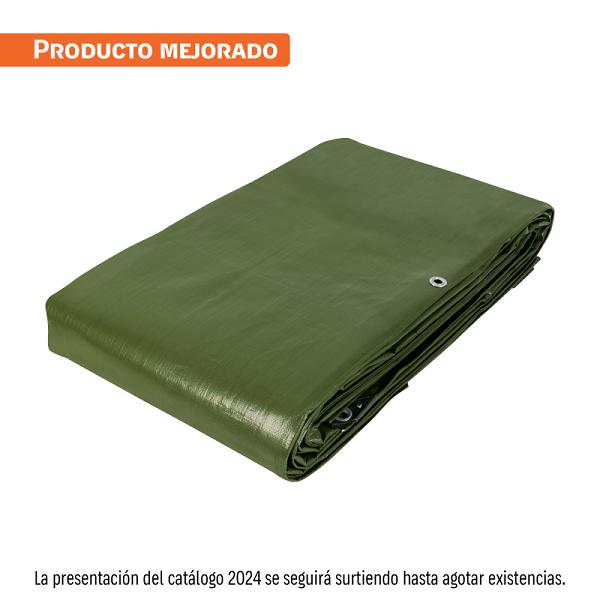 Lona de Uso Rudo 6 x 9 m Verde Olivo Truper Expert, 240 g/m²