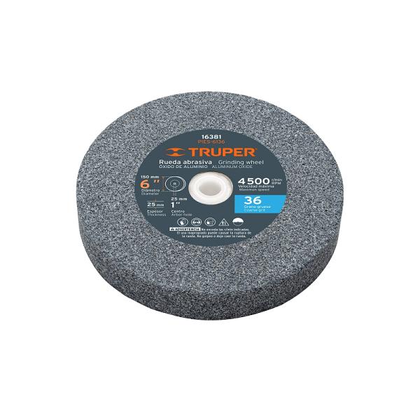 Rueda Abrasiva para Esmeril de Banco 6" x 1", Óxido de Aluminio Grano 36
