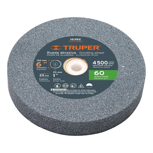 Rueda Abrasiva para Esmeril de 6" x 1", Óxido de Aluminio, Grano 60
