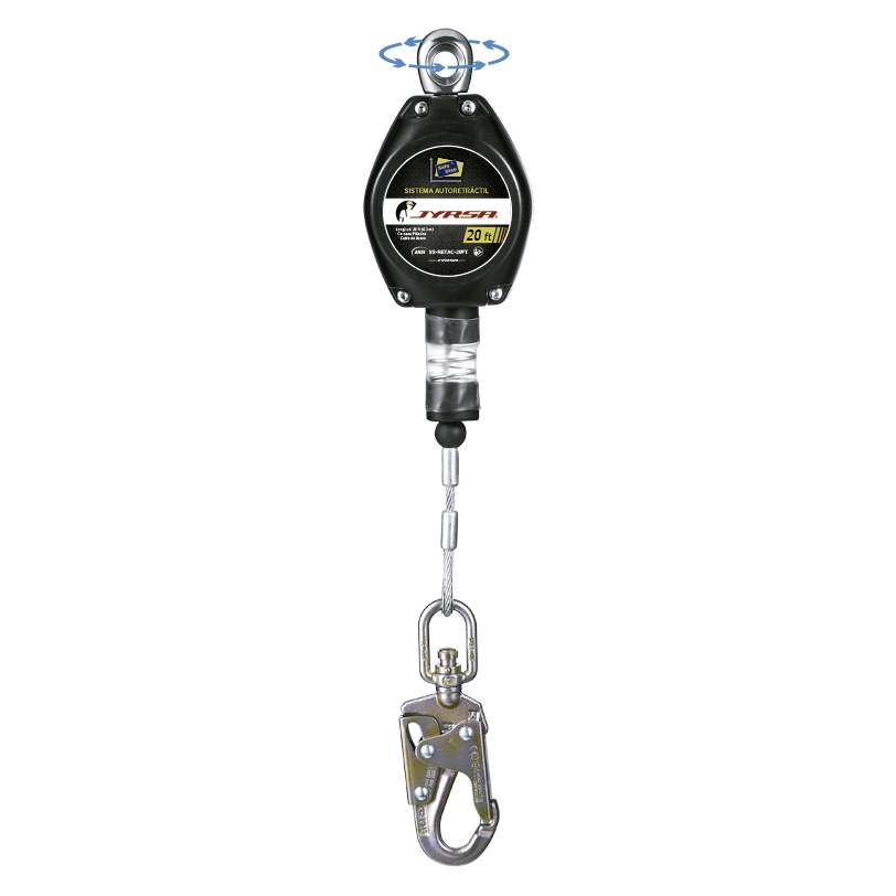 Línea de Vida Retráctil de Cable de Acero SS-RETAC-20FT (20 ft)