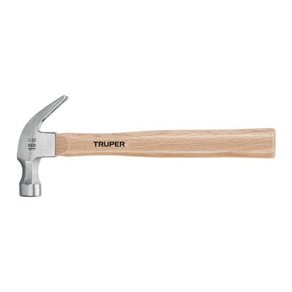 Martillo Truper de 16 oz con Uña Curva y Mango de Madera de Encino