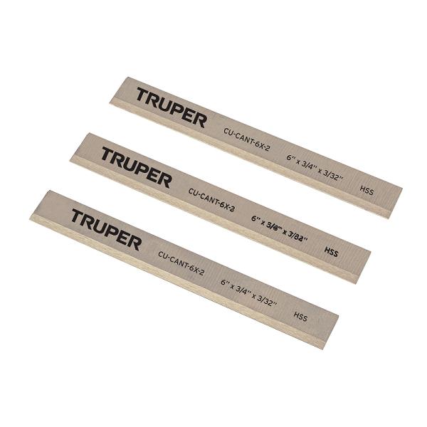 Juego de 3 Cuchillas para Canteadora CANT-6X-2 Truper, Acero de Alta Velocidad