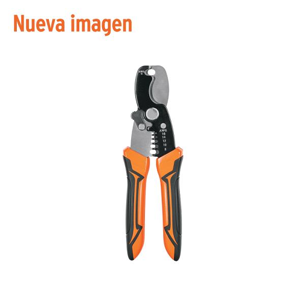 Pinza Pelacables y Cortacables Profesional de 7", Calibres 14 a 8 AWG
