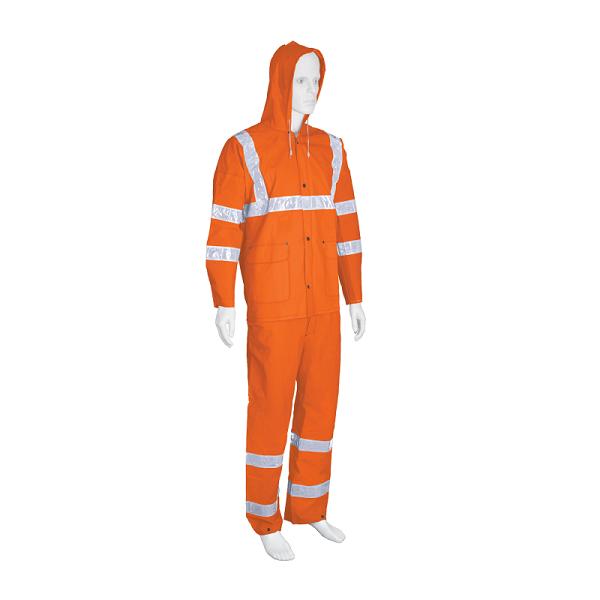 Conjunto Impermeable de Doble Capa Naranja con Reflejante, Talla Chica