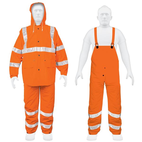 Conjunto Impermeable de Doble Capa Naranja con Cintas Reflejantes, Talla G
