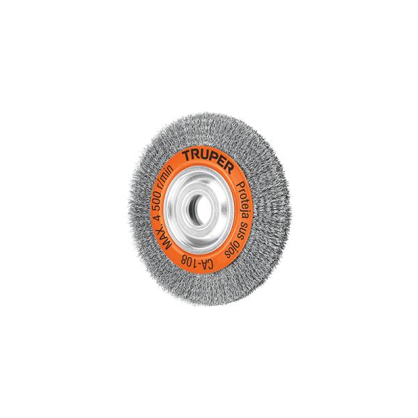 Carda de Alambre Ondulado de 8" x 7/8" para Esmeril de Banco, Truper