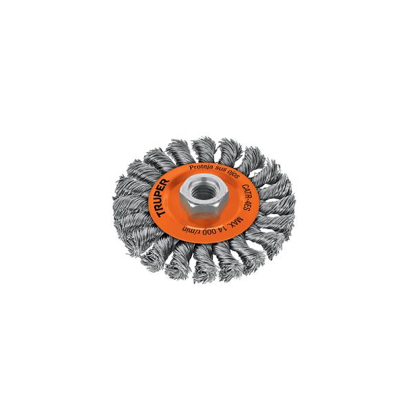 Carda Circular de Alambre Trenzado 4" con Eje 5/8"-11 Truper