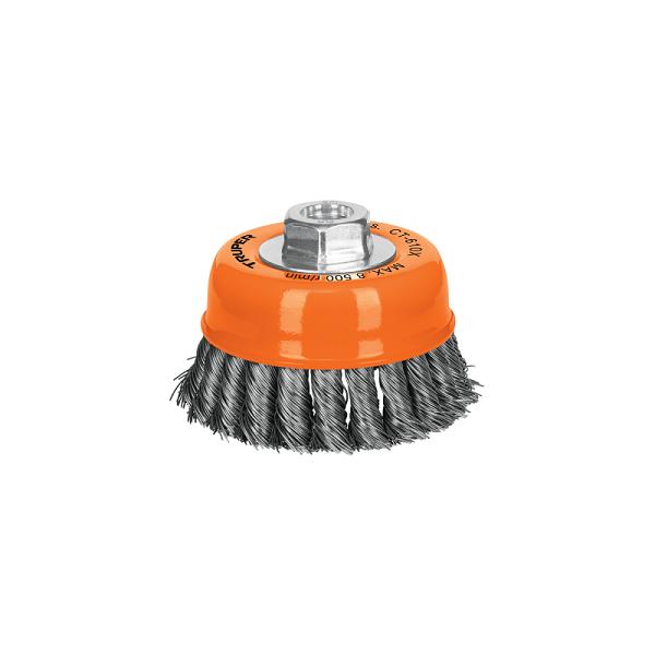 Carda de Copa 4" de Alambre Trenzado Grueso, Eje 5/8"-11, Truper
