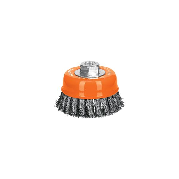 Carda de Copa 4" Alambre Trenzado Grueso con Eje M14, Truper