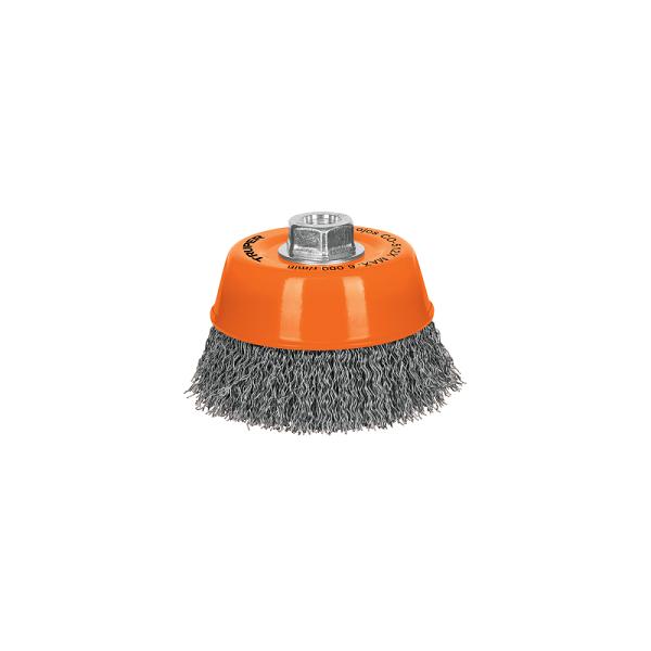 Carda de Copa 5" de Alambre Ondulado Grueso, Eje 5/8"-11, Truper