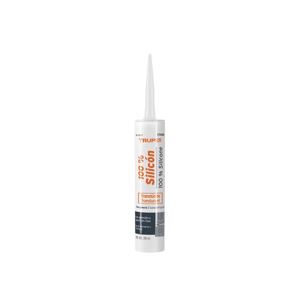 Sellador de Silicón Transparente 100% Truper, 280 ml