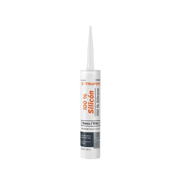 Sellador de Silicón 100% Blanco Truper, 280 ml