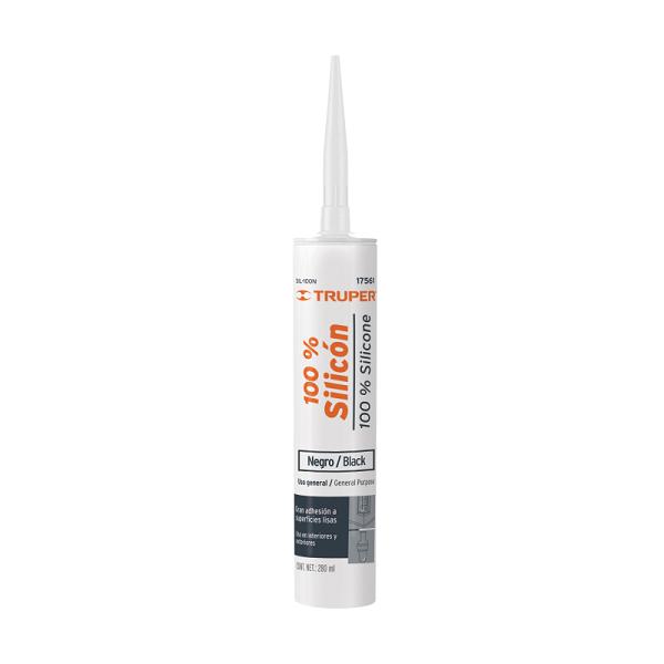 Sellador de Silicón Negro 100% Truper, 280 ml