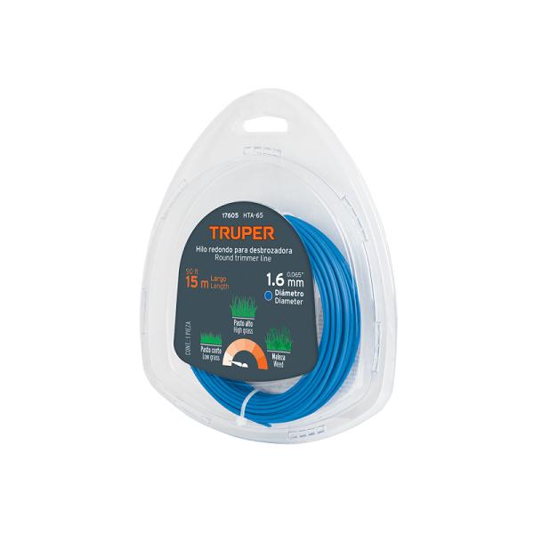 Hilo Redondo para Desbrozadora Truper 1.6 mm x 15 m