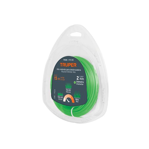 Hilo Redondo para Desbrozadora Truper, 2 mm x 15 m