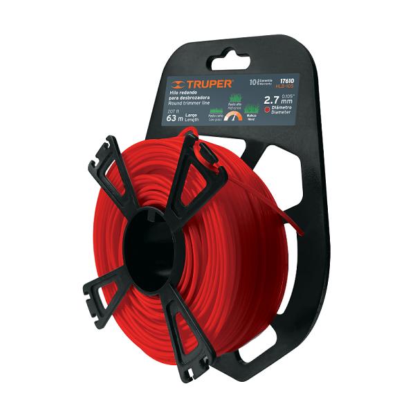 Hilo Redondo para Desbrozadora 2.7 mm x 63 m con Tarjeta Tipo Carrete