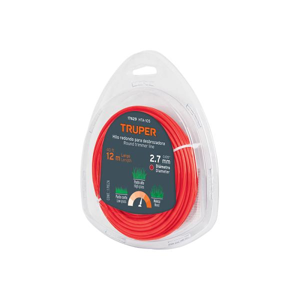 Hilo Redondo para Desbrozadora Truper, 2.7 mm x 12 m