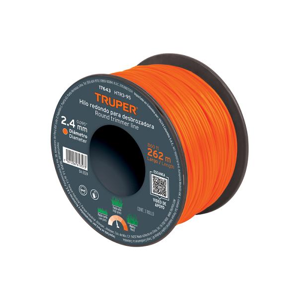 Hilo Redondo para Desbrozadora Truper - 2.4 mm x 262 m