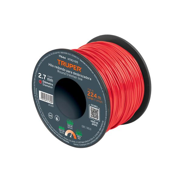 Hilo Redondo para Desbrozadora Truper 2.7 mm, Carrete de 224 m