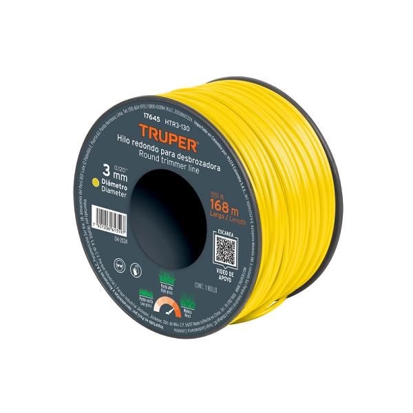 Hilo Redondo para Desbrozadora Truper 3 mm x 168 m